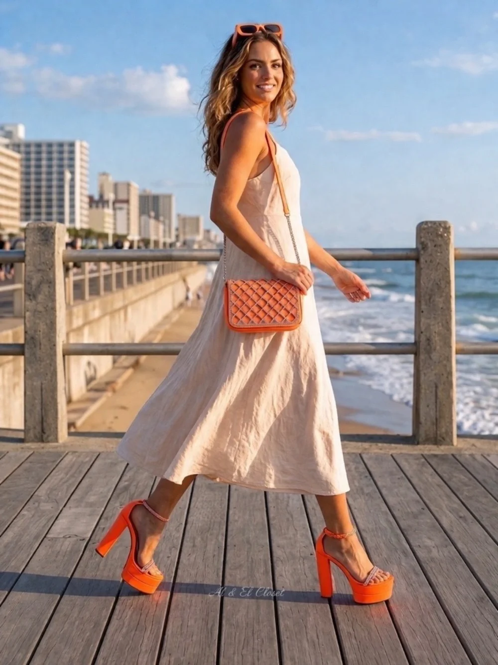 Schutz Fabienne Platform Sandals Acid Orange Crystal Ankle Strap Size 8.5 NWB